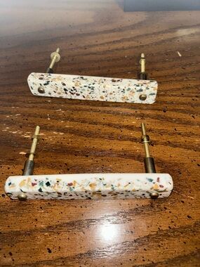 Speckled Terrazzo Drawer Pulls - White with Multicolor Chips